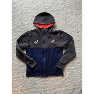 Asics Wallabies Authentic Player Gear Full Zip Hooded Jacket - Blue/Gray - Large